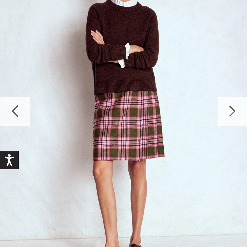Boden Pink and Brown Plaid Mini Skirt